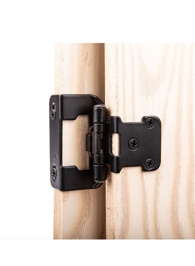 SYOSI 4Pcs 0.5inch Overlay Semi Partial Wrap Cabinet Hinges, Self Closing Inset Cabinet Hinge Black Semi-Concealed Hinges for Kitchen Cabinets