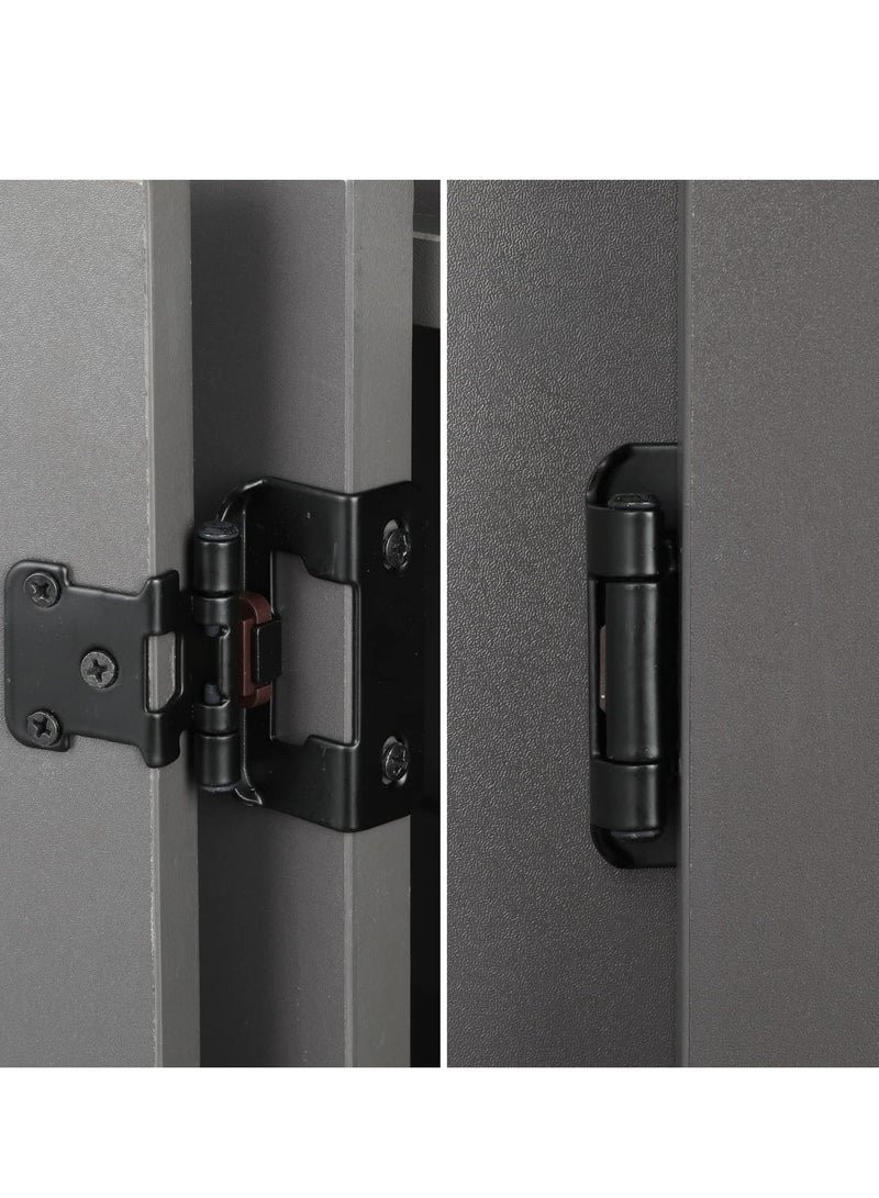 SYOSI 4Pcs 0.5inch Overlay Semi Partial Wrap Cabinet Hinges, Self Closing Inset Cabinet Hinge Black Semi-Concealed Hinges for Kitchen Cabinets