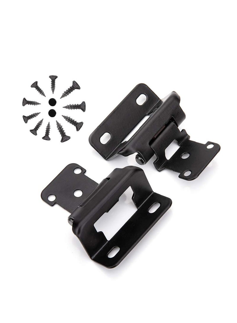 SYOSI 4Pcs 0.5inch Overlay Semi Partial Wrap Cabinet Hinges, Self Closing Inset Cabinet Hinge Black Semi-Concealed Hinges for Kitchen Cabinets