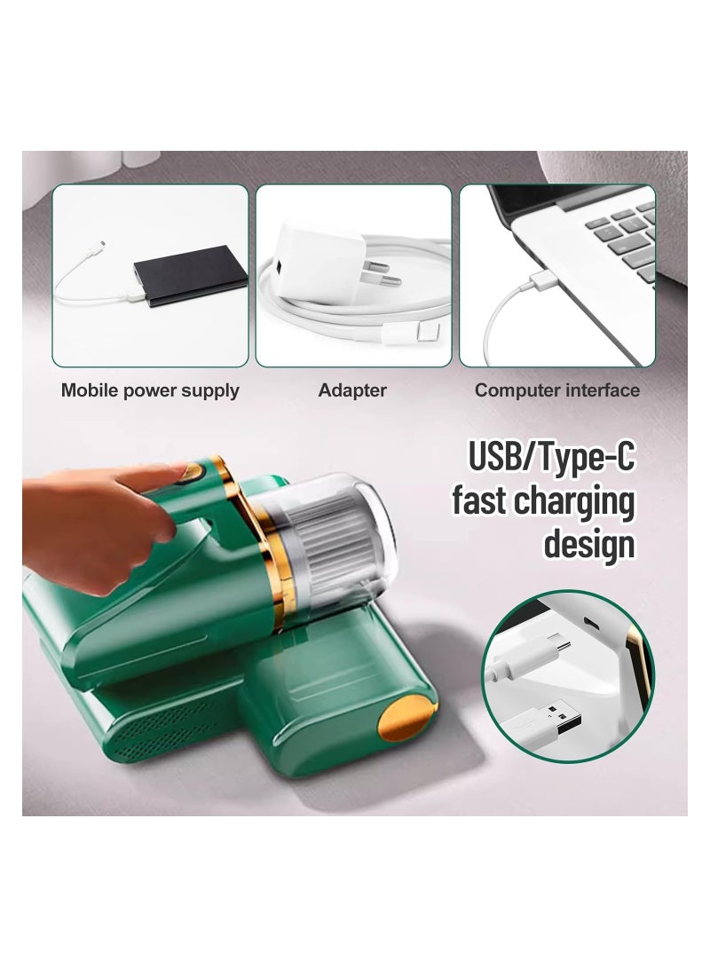 Bed Mattress Dust Mites Cleaner, Handheld Cordless Vacuum, with UV Germicidal Lamp Vacuum Cleaner Handheld, Washable Filter, Deep Mattress Cleaner, HEPA Filtration for Bed, Sofa, Carpets Cleaning