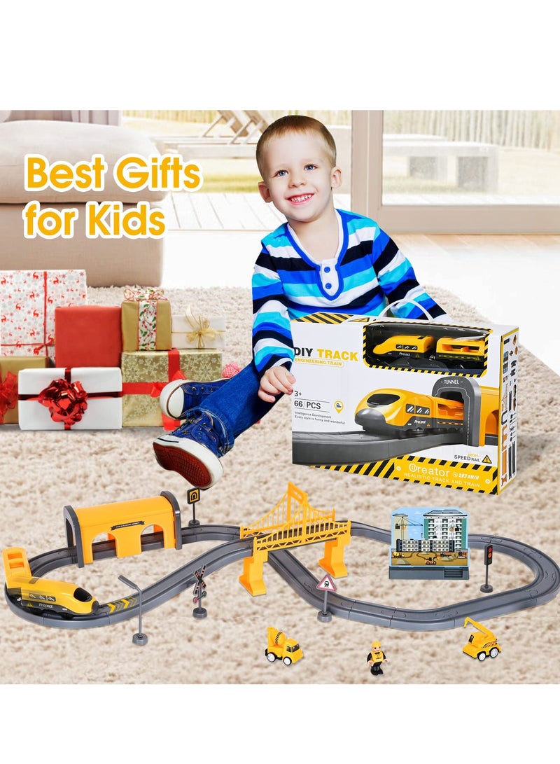 Electric Train Sets Train Tracks Toy 66Pcs DIY Assembly Track Parent-Child Interaction Educational Railway Toys Flexible Train Tracks for Kids