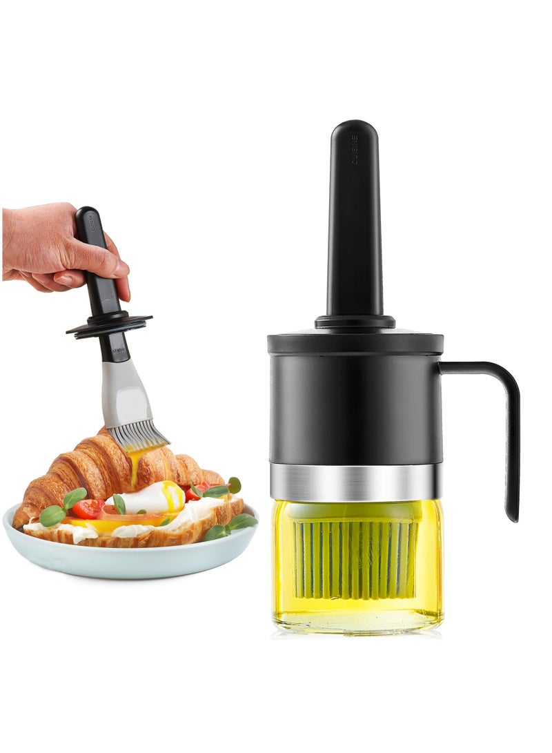 Kitchen oil dispenser bottle, cooking oil distributor, 10 oz/300ml, olive oil bottle, barbecue brush for cooking, salad, frying, soy sauce, baking brush, barbecue oil brush glass bottle