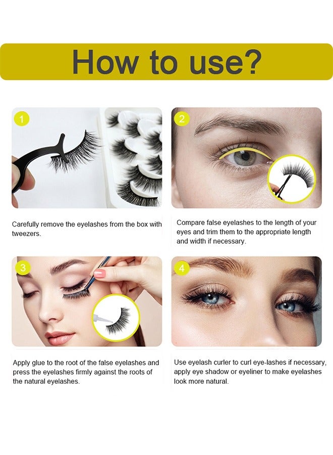 10 Pairs False Eyelashes, Imitation Mink False Eyelashes, 6D Fluffy Messy Faux False Eyelashes, Soft Curly False Lashes, Reusable Self Adhesive Lashes False Eye Lashes, for Dramatic Make up