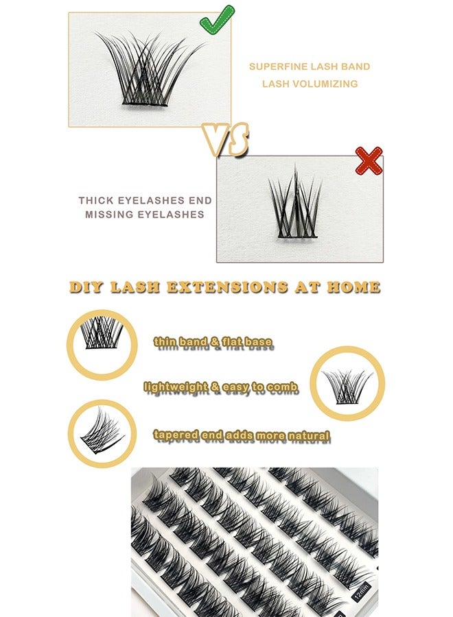 False Eyelashes Set, Segmented Eyelashes Single Cluster False Eyelashes, Diy Fake Eyelash Extension, Individual Lashes Cluster Lashes, Self Adhesive Lashes with Eyelash Glue and Tweezers, Black ﻿