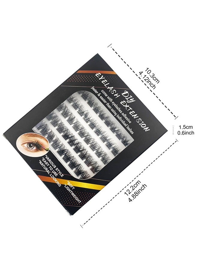 False Eyelashes Set, Segmented Eyelashes Single Cluster False Eyelashes, Diy Fake Eyelash Extension, Individual Lashes Cluster Lashes, Self Adhesive Lashes with Eyelash Glue and Tweezers, Black ﻿