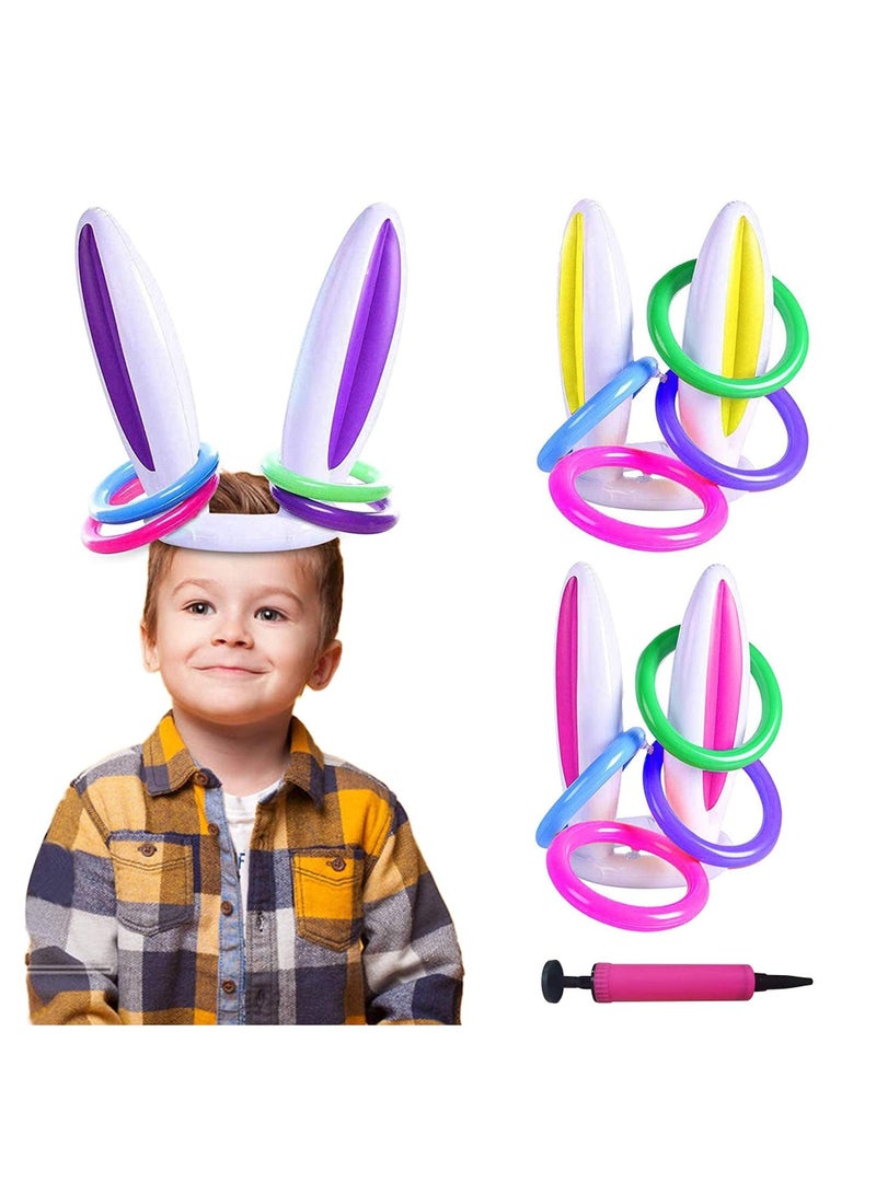 Inflatable Bunny Ring Toss Game, Rabbit Ears Ring Toss Party Games Inflatable Toys Gift for Kid Family School Party Favor Indoor Outdoor Toss Game 3 Pack