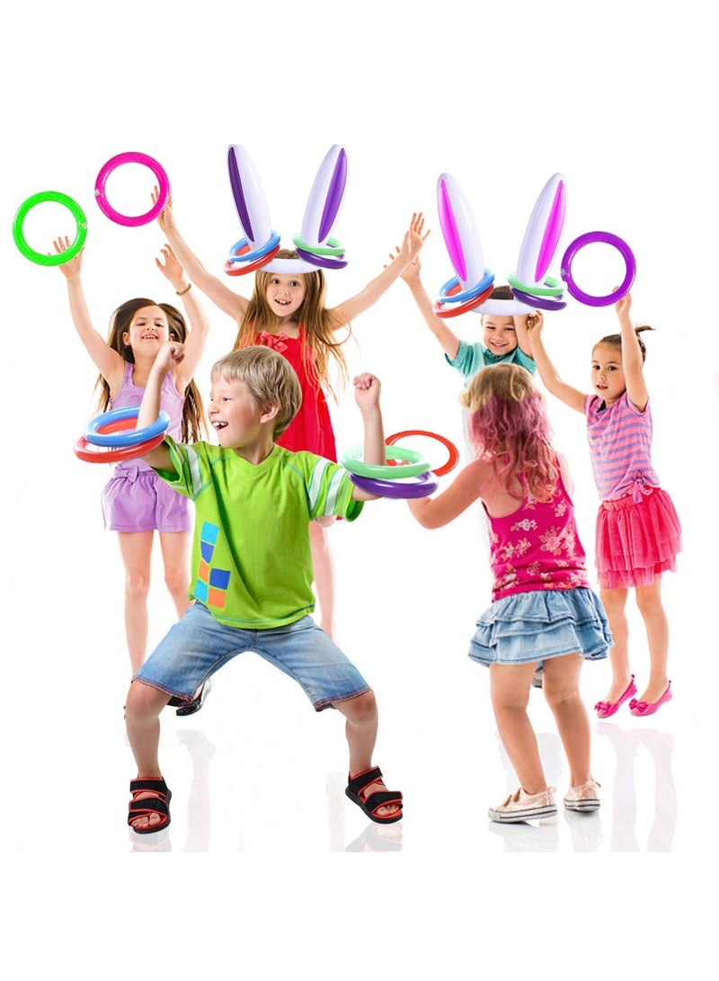 Inflatable Bunny Ring Toss Game, Rabbit Ears Ring Toss Party Games Inflatable Toys Gift for Kid Family School Party Favor Indoor Outdoor Toss Game 3 Pack