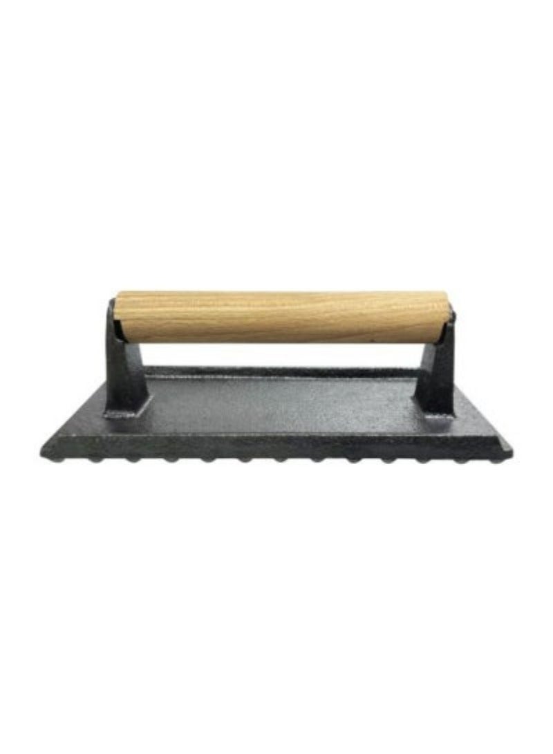 Cast Iron Burger Press With Wooden Handle