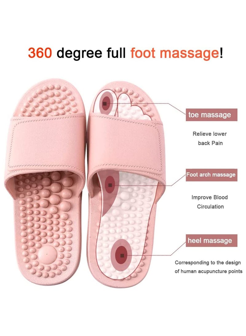 SYOSI Health Foot Massage Slippers Acupressure Point Care Magnet Therapy Promoting Blood Circulation Myofascial Release Trigger Point Acupuncture Relaxation Gifts for Parents (Pink, 9.25-9.64In)