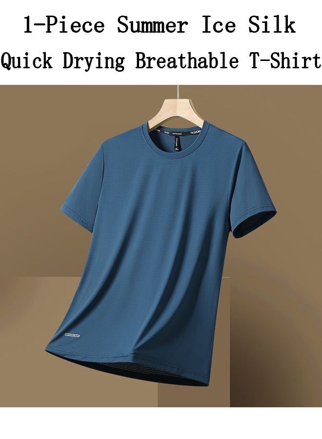 1-Piece Summer Ice Silk Quick Drying Breathable T-Shirt,Trendy Sports Casual Short Sleeve