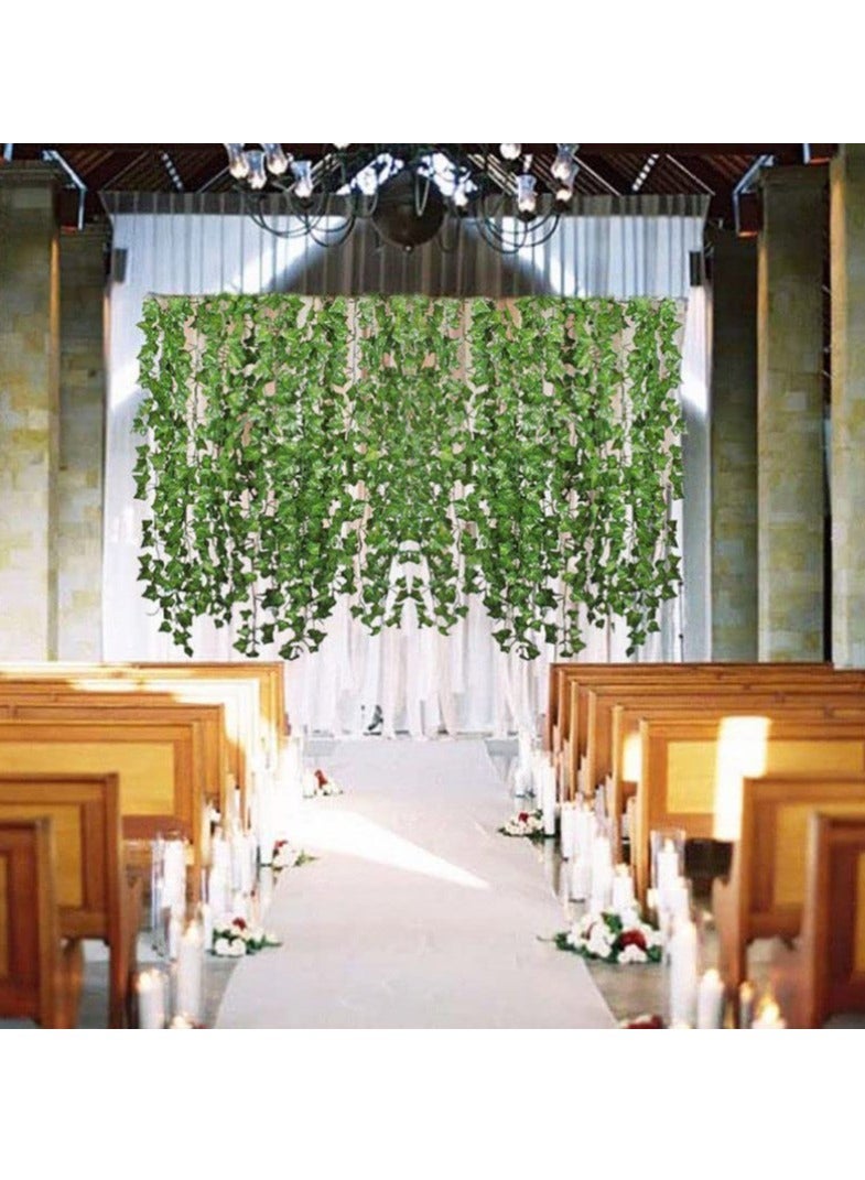 Artificial Garland Foliage Vines, 3PCS Fake Vines Simulated Ivy Garland Greenery Leaf Garland Plants Vines for Wedding Party Garden Home Kitchen Office Wall Decoration (7.5m, 2cm Leaf)