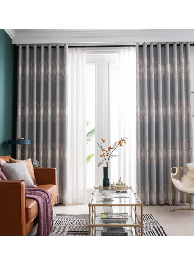 Fabric Nation Curtains Blackout Insulation Noise Reduction Block-sun Window Drapes for Livingroom Bedroom 100*250cm Grey