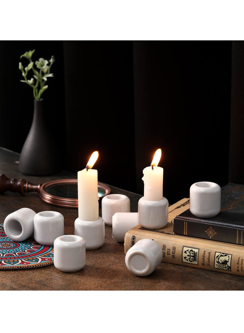 20 Pcs Mini White Ceramic Candle Holders Set, 0.7 Inch Decorative Candlesticks for Weddings, Dining Room Centerpieces and Prayer