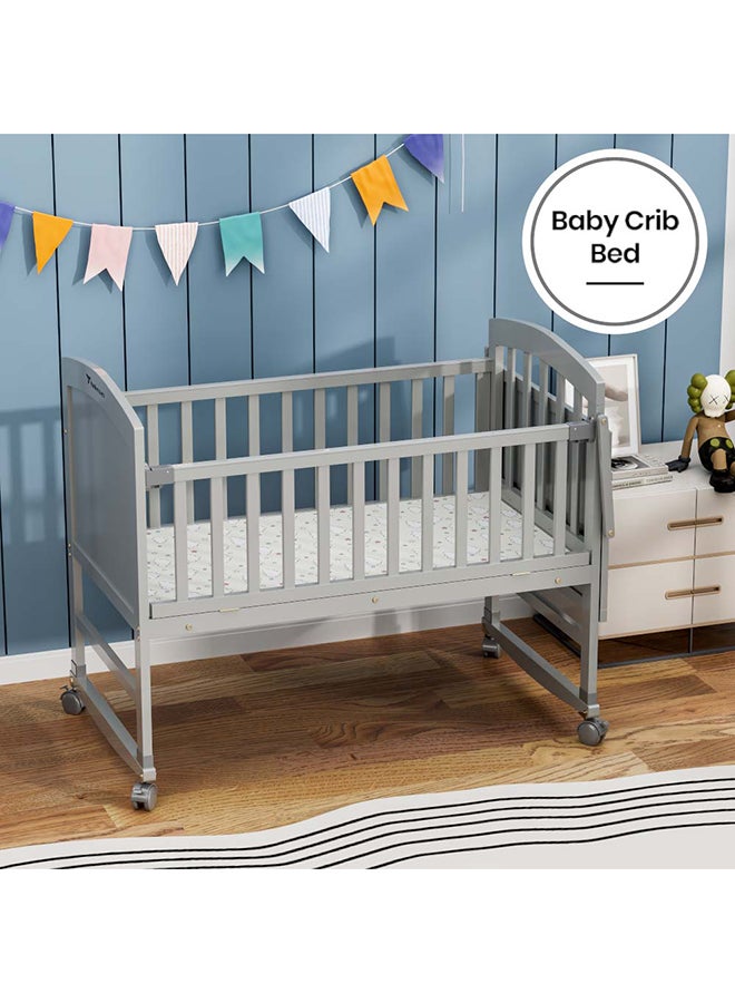 7 In 1 Convertible Kids Bed And Bedside Crib With Mattress, Mosquito Net And Detachable Wheels (0-12Yrs) - Grey