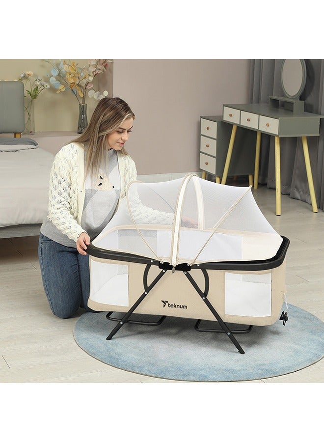 3-In-1 Baby Cot/Cradle w/ Mosquito net And Wheels – Ivory