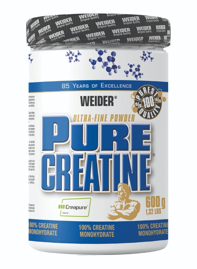 Pure Creatine - 600g, Premium Creapure® Creatine Monohydrate for Enhanced Muscle Performance