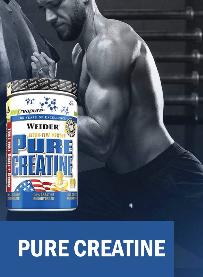 Pure Creatine - 600g, Premium Creapure® Creatine Monohydrate for Enhanced Muscle Performance