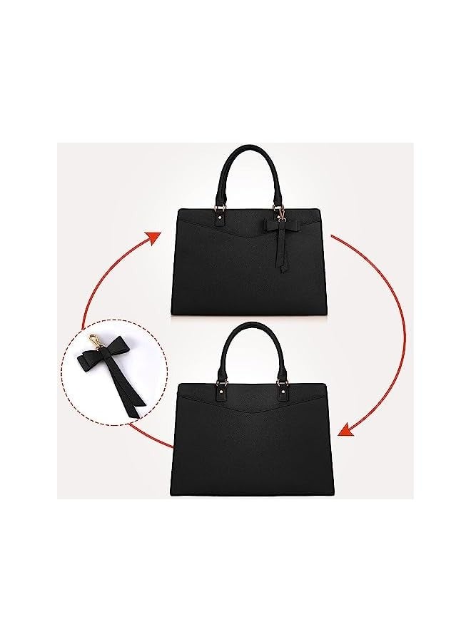 Laptop Bag for Women 15.6 Inch Leather Tote Bag Business Office Work Bag Waterproof Briefcase Computer Tote Large Lightweight Handbag Shoulder