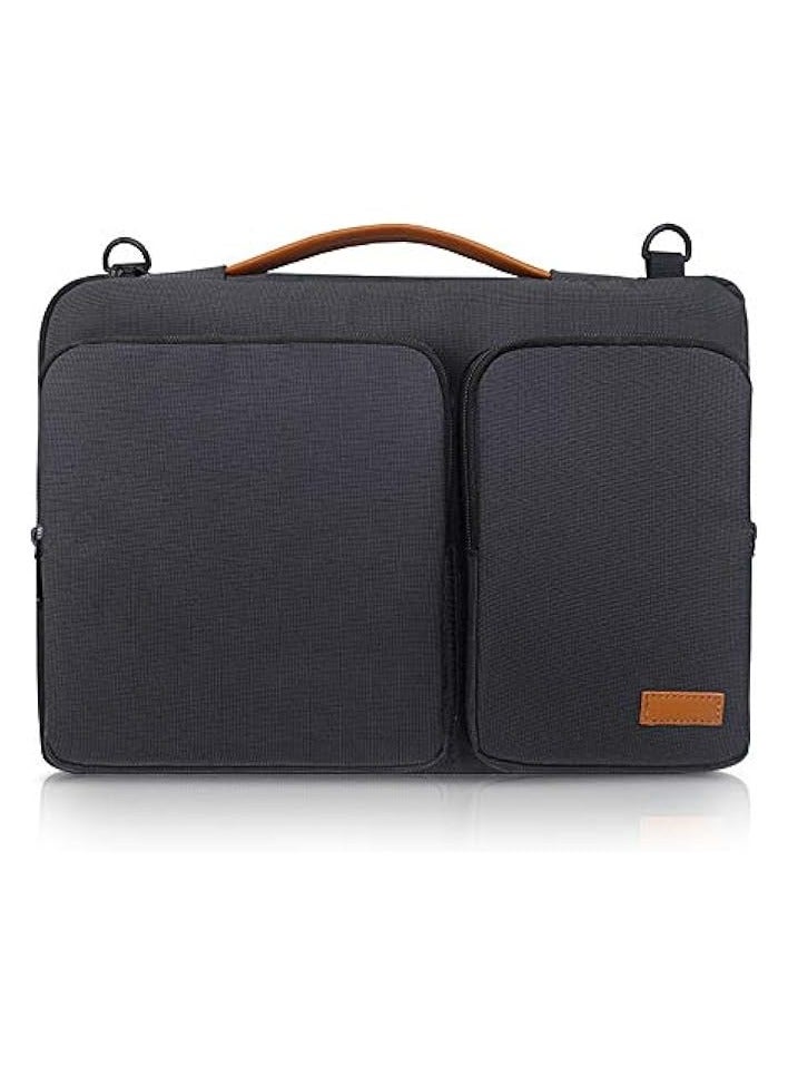 Laptop Shoulder Bag for MacBook Air 15-15.6 inch Briefcase 15 MacBook Pro Waterproof Shockproof Notebook Sleeve, Black