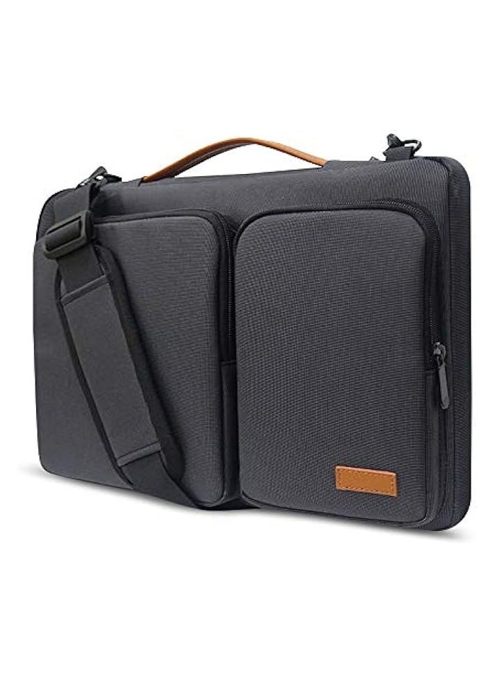 Laptop Shoulder Bag for MacBook Air 15-15.6 inch Briefcase 15 MacBook Pro Waterproof Shockproof Notebook Sleeve, Black