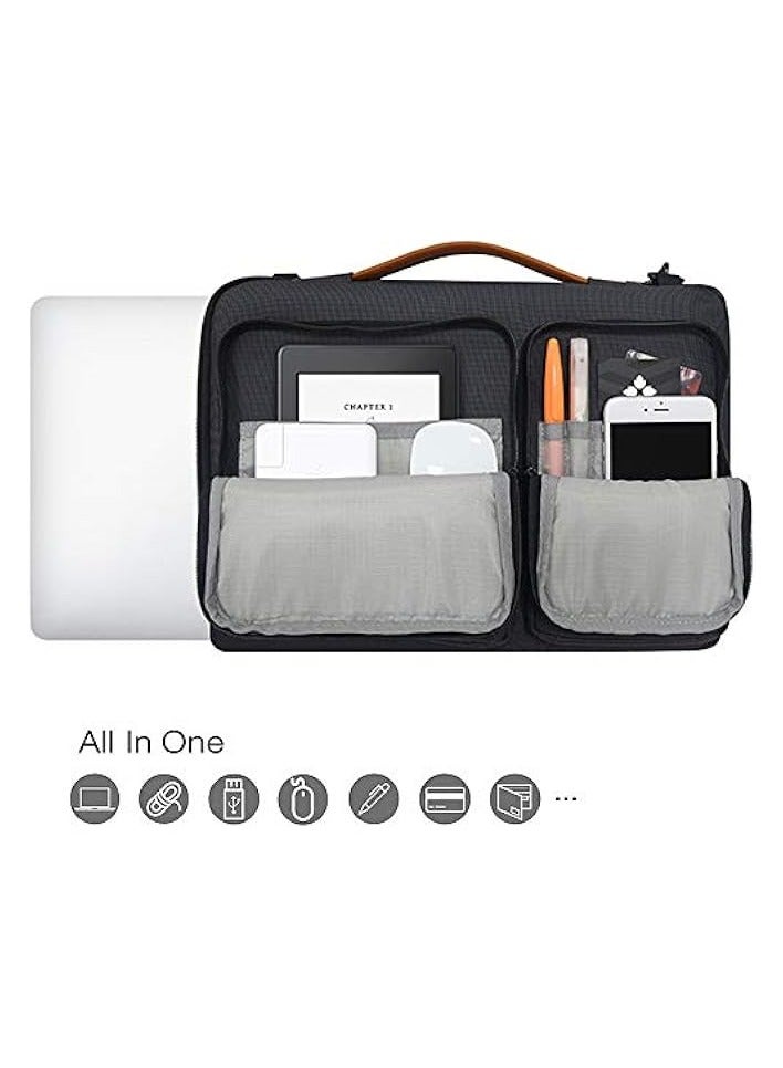 Laptop Shoulder Bag for MacBook Air 15-15.6 inch Briefcase 15 MacBook Pro Waterproof Shockproof Notebook Sleeve, Black