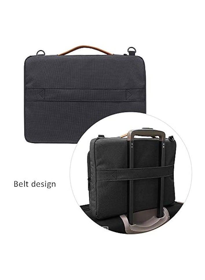 Laptop Shoulder Bag for MacBook Air 15-15.6 inch Briefcase 15 MacBook Pro Waterproof Shockproof Notebook Sleeve, Black