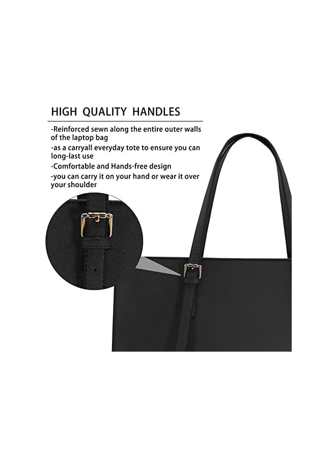 Laptop Bag for Women Waterproof Lightweight Leather 15.6 Inch Computer Tote Bag Business Office Briefcase Large Capacity Handbag Shoulder Bag Professional Office Work Bag