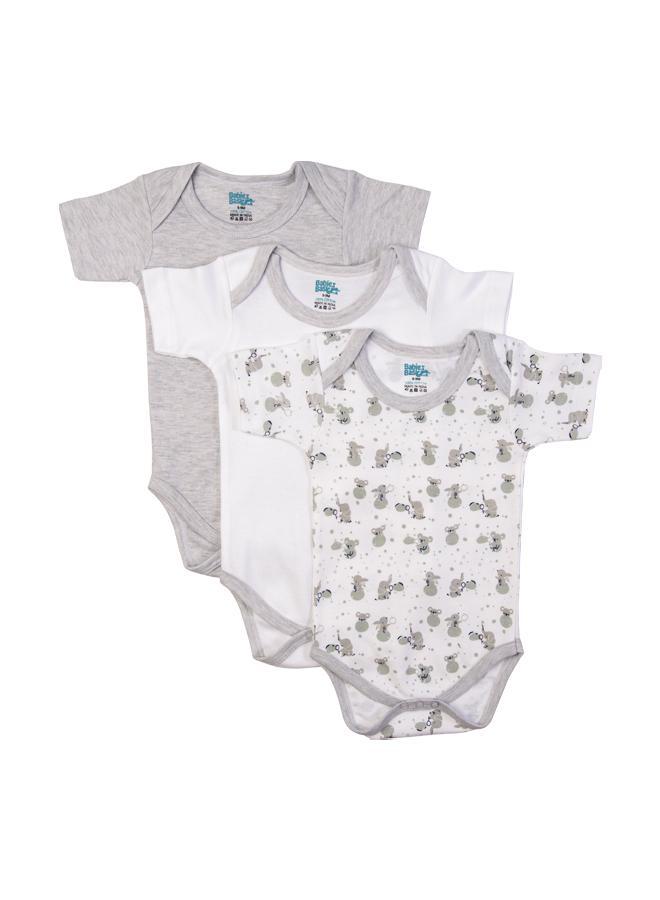 Printed Romper - Pack Of 3, 0-3 Months , Multi Color