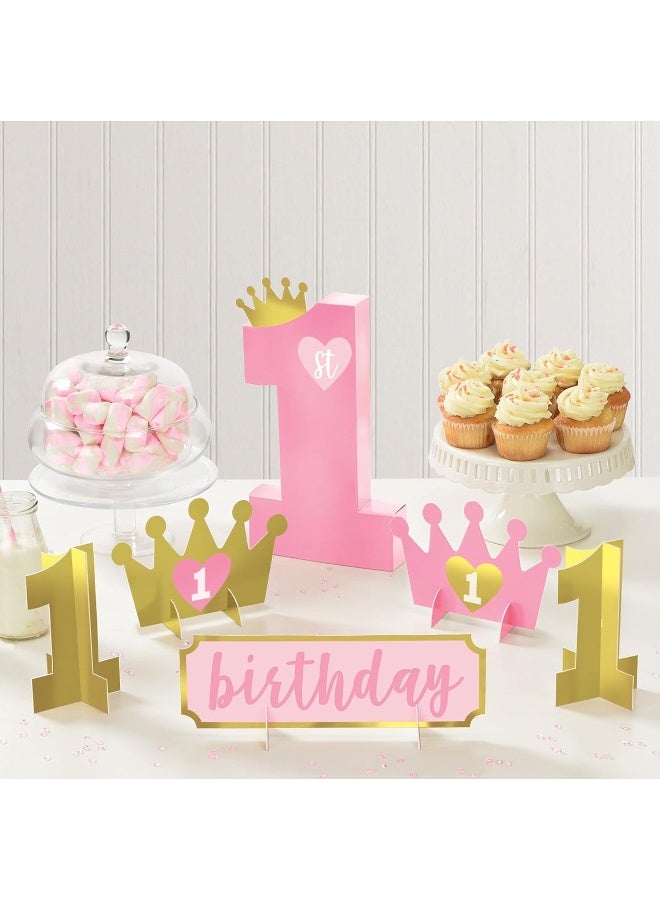 Pink and Gold 1st Birthday Girl Table Decorating Kit