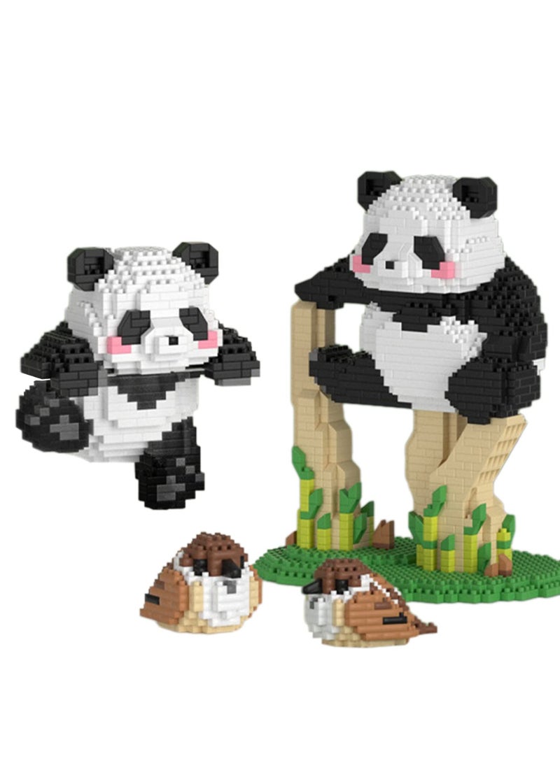 Micro Building Blocks Animal Set, Cute Panda DIY Mini 3D Building Toy Bricks, Panda Bamboo Animals Building Blocks, Party Favors for Kids Boys Girls, 1558 Pieces KLJM-09 (2 in 1 Panda C)