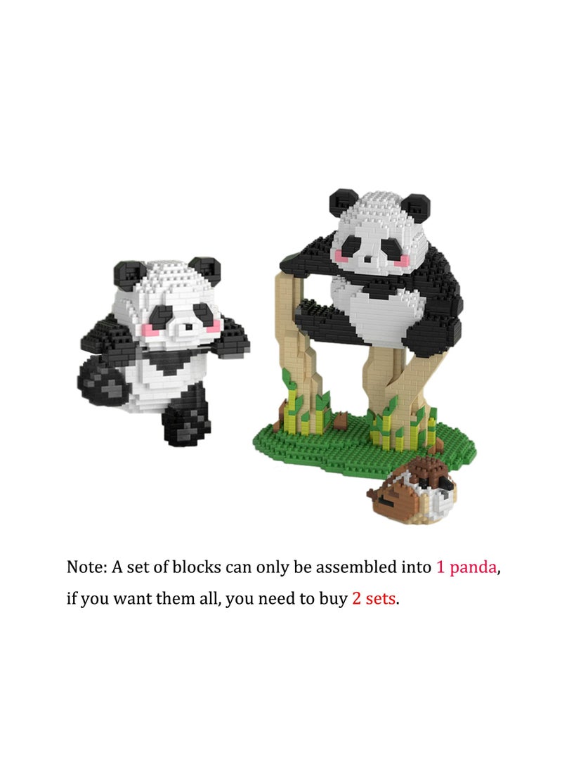 Micro Building Blocks Animal Set, Cute Panda DIY Mini 3D Building Toy Bricks, Panda Bamboo Animals Building Blocks, Party Favors for Kids Boys Girls, 1558 Pieces KLJM-09 (2 in 1 Panda C)