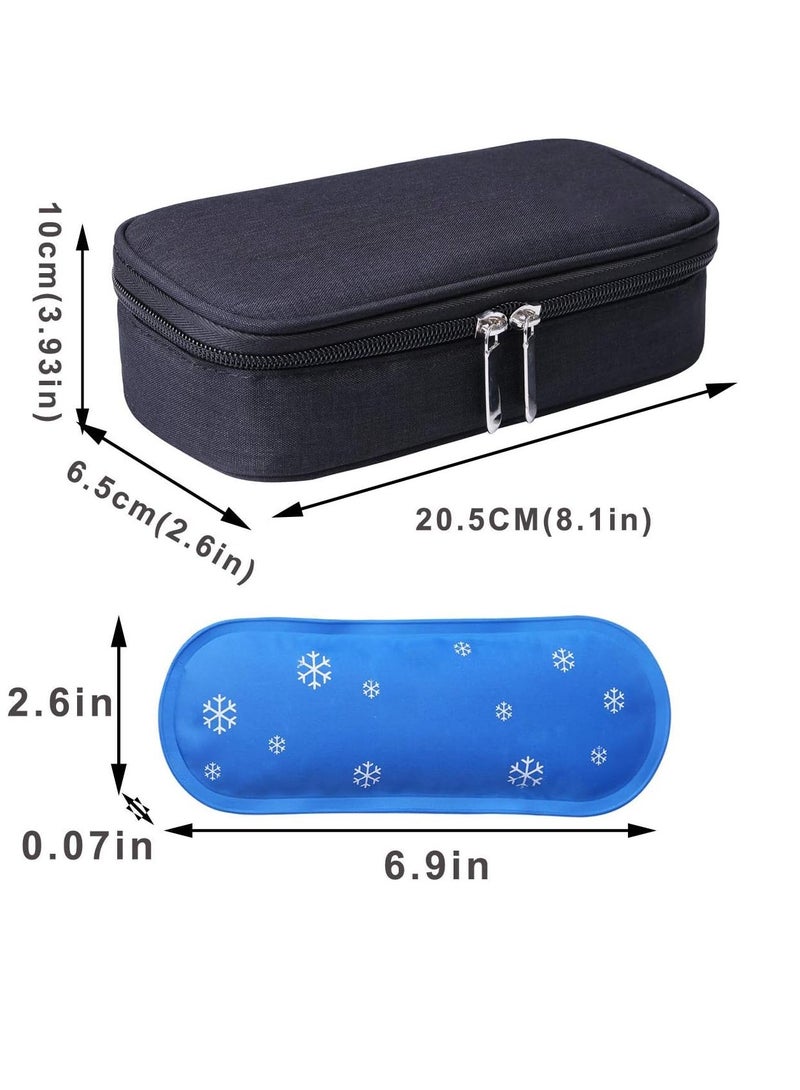 Insulin Cooler Travel Case, Insulin Pen Case with 3 Ice Pack & Temperature Strip for Insulin Pens and Insulin Medicine Cool Storage, Medication Cooler EVA Protective Case, Diabetic Storage Organizer