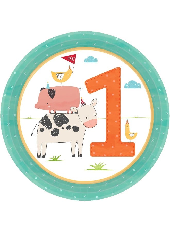 Barnyard 1st Birthday Party Paper Plates - 8 Pack