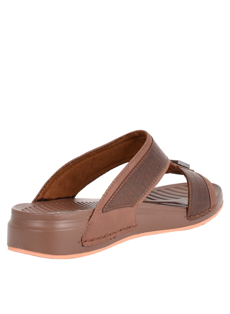 Mens Textured Arabic Sandal Brown