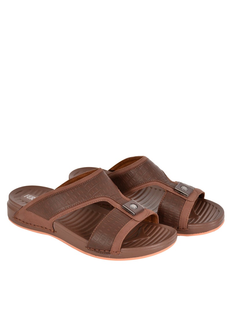 Mens Textured Arabic Sandal Brown