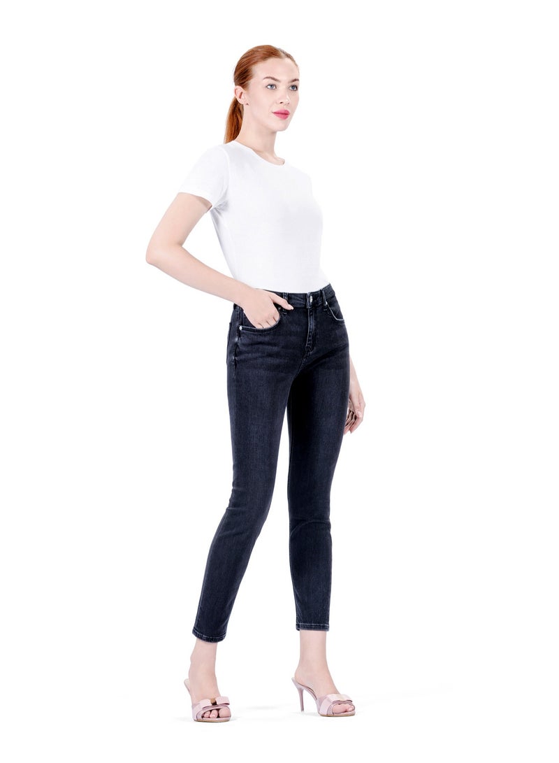 Web Denim Women's Stretch Skinny Jeans - Mid Rise Comfort Fit Denim Pants