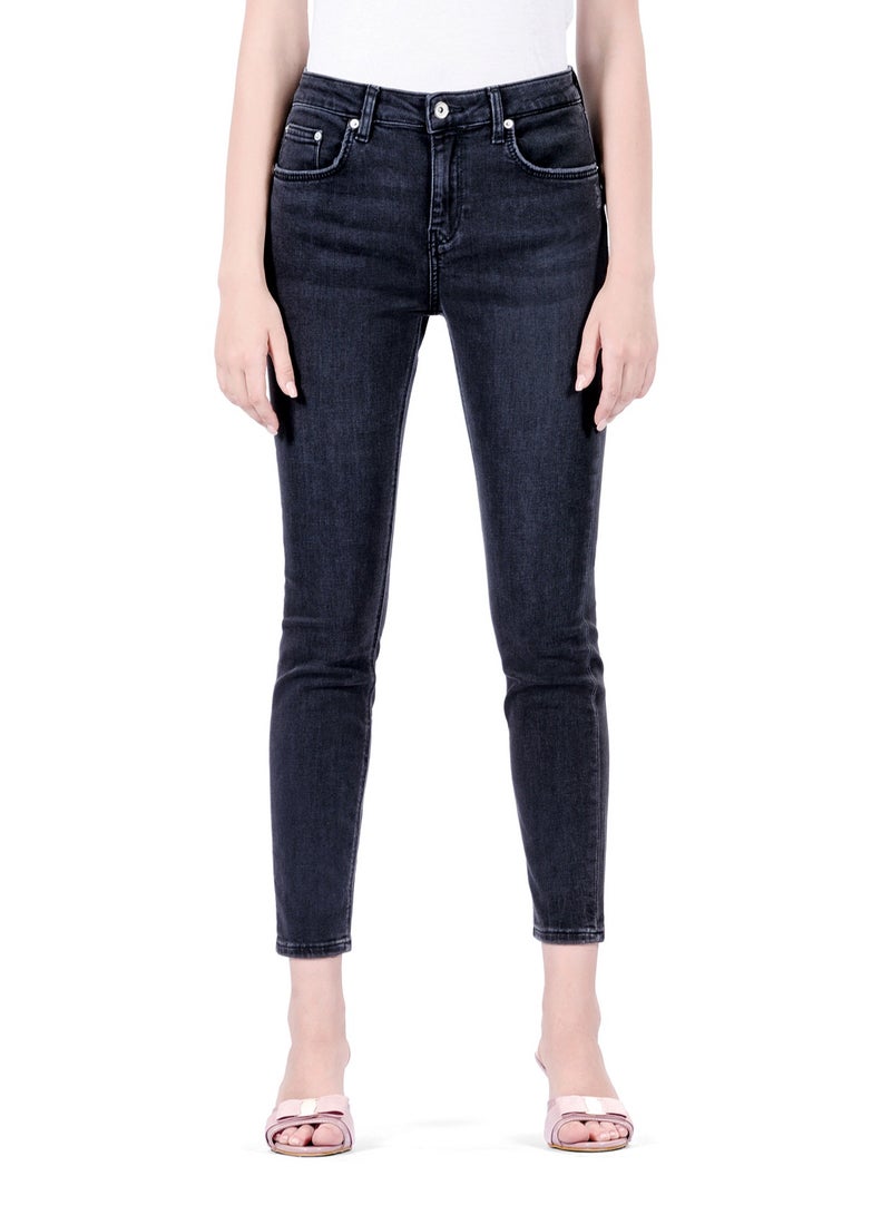 Web Denim Women's Stretch Skinny Jeans - Mid Rise Comfort Fit Denim Pants