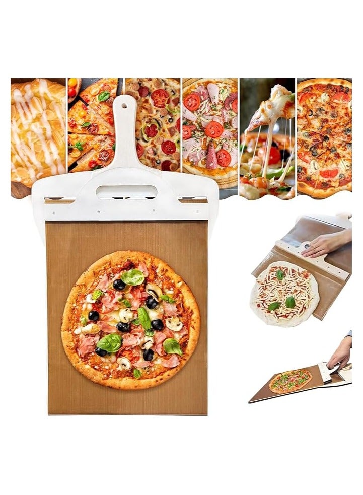 Sliding Pizza Peel, Sliding Pizza Pan Accessory for Pizza Ovens Non Stick Pizza Paddle for Baking Homemade Pizza and Bread with Handle Detachable for Indoor Outdoor Gathering