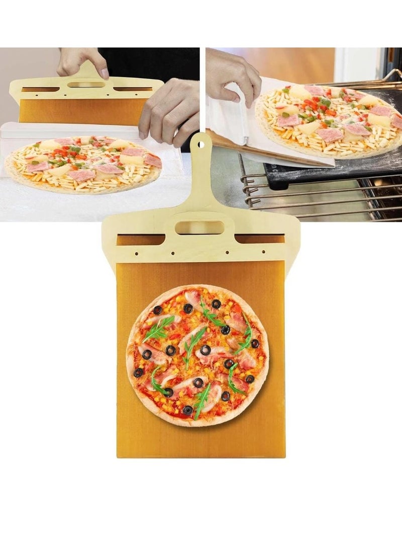 Sliding Pizza Peel, Sliding Pizza Pan Accessory for Pizza Ovens Non Stick Pizza Paddle for Baking Homemade Pizza and Bread with Handle Detachable for Indoor Outdoor Gathering