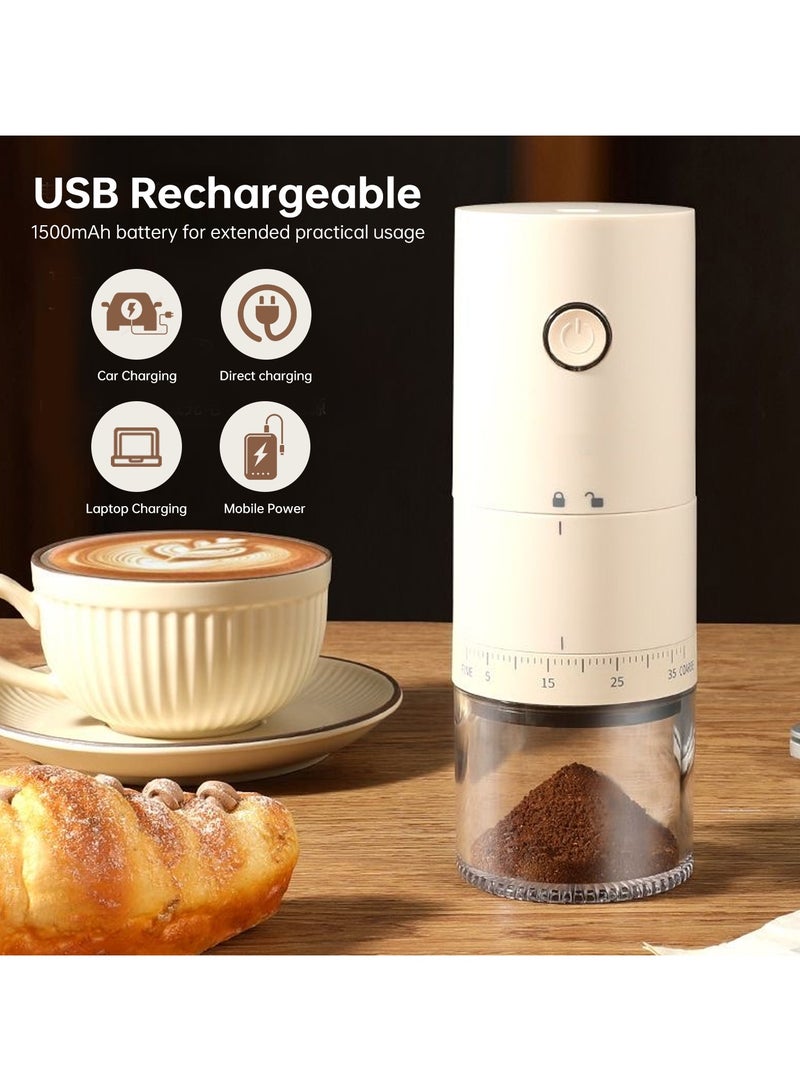 Electric Coffee Grinder With External 38 Coarseness Adjustable, USB Rechargeable, Coffee Burr Grinder For Home And Office Travel