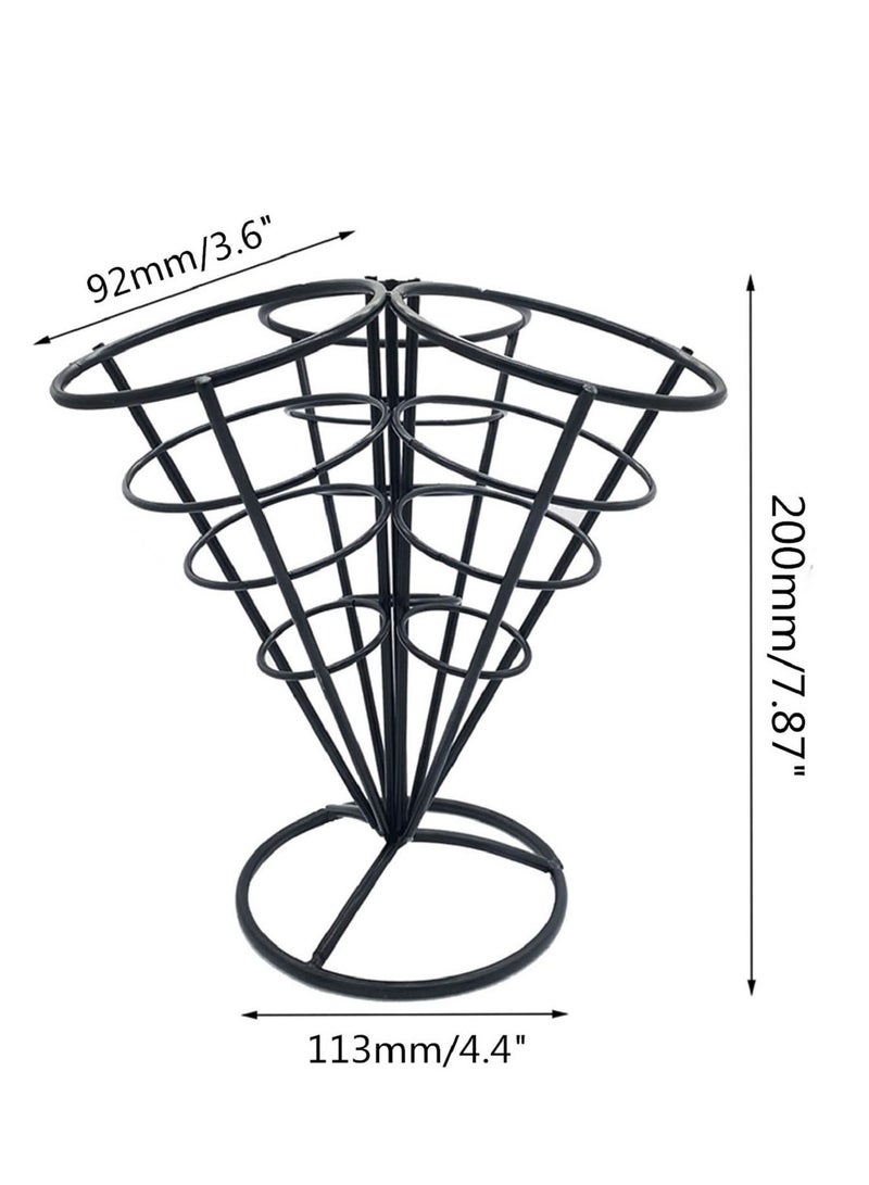 1 Holds 3 Cones Cone Holder Stand French Fries Stand Cone Basket Fry Holder Metal Cone Snack Fried Chicken Display Rack Wire Stands for Kitchen Restaurant Party Supplies