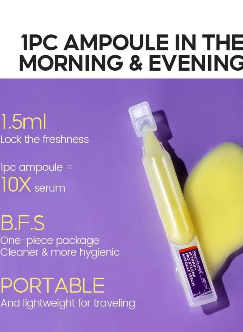 15Pcs Retinol + Pro-Xylane Ampoule Serum Anti aging Anti Wrinkle Firming Hydrating Moisturizing Soothing Repairing Fade Fine Lines Dark Spots Deep Care Retinol Essence