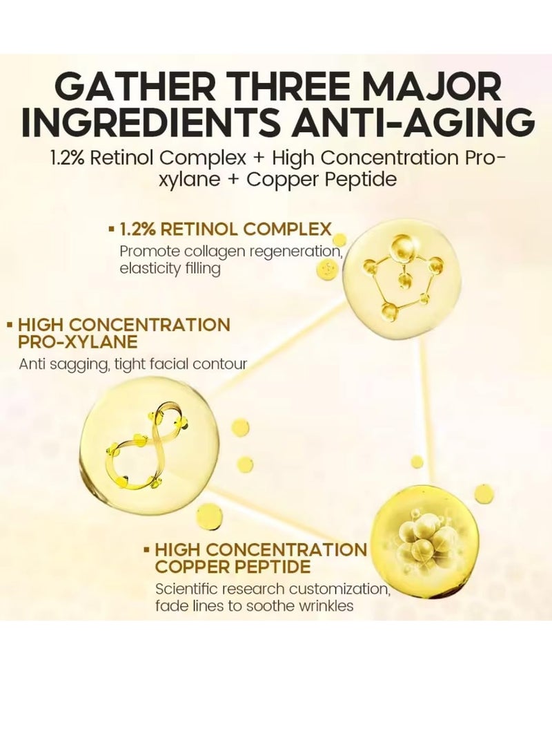 15Pcs Retinol + Pro-Xylane Ampoule Serum Anti aging Anti Wrinkle Firming Hydrating Moisturizing Soothing Repairing Fade Fine Lines Dark Spots Deep Care Retinol Essence