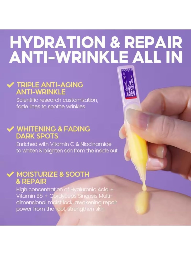 15Pcs Retinol + Pro-Xylane Ampoule Serum Anti aging Anti Wrinkle Firming Hydrating Moisturizing Soothing Repairing Fade Fine Lines Dark Spots Deep Care Retinol Essence