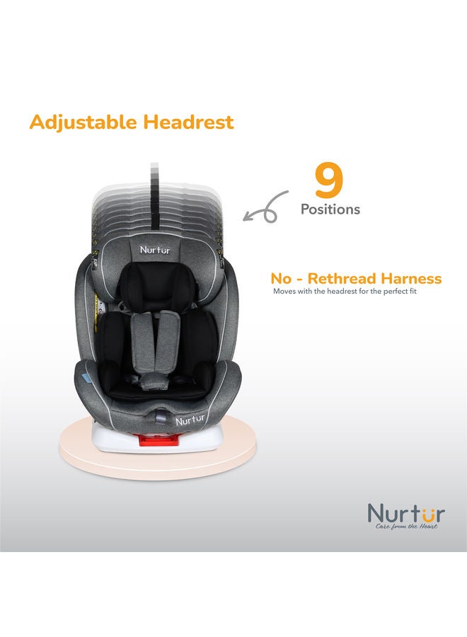4-In-1 Ultra Baby Car Seat With Canopy, 360 Degree Rotation, ISOFIX, 9 Levels And Adjustable Headrest Positions, 0 - 12 Years, Upto 36 Kg,  0+/1/2/3 Group