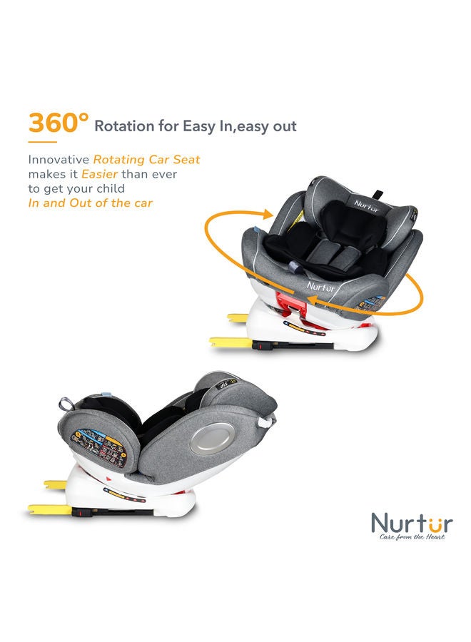 4-In-1 Ultra Baby Car Seat With Canopy, 360 Degree Rotation, ISOFIX, 9 Levels And Adjustable Headrest Positions, 0 - 12 Years, Upto 36 Kg,  0+/1/2/3 Group
