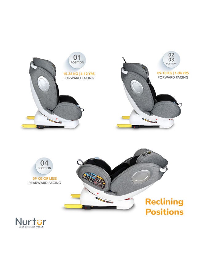 4-In-1 Ultra Baby Car Seat With Canopy, 360 Degree Rotation, ISOFIX, 9 Levels And Adjustable Headrest Positions, 0 - 12 Years, Upto 36 Kg,  0+/1/2/3 Group