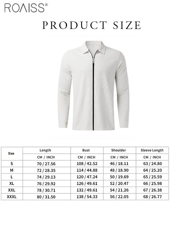 Mens Polo Shirt Zip Lapel Solid Stripe Print Long Sleeve Muscle Shirt Workout Winter Spring Athletic Plain T Shirt