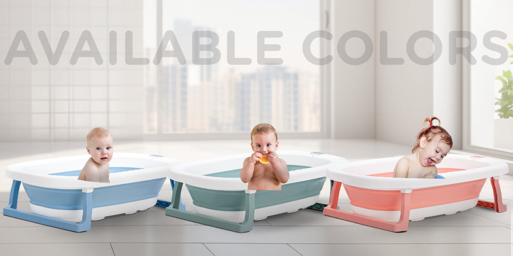 Foldable Baby Bath Tub With Anti-Skid Base, Temperature Sensing Water Plug And Wall Mountable Bathtub For Baby 0-3 Years, Blue