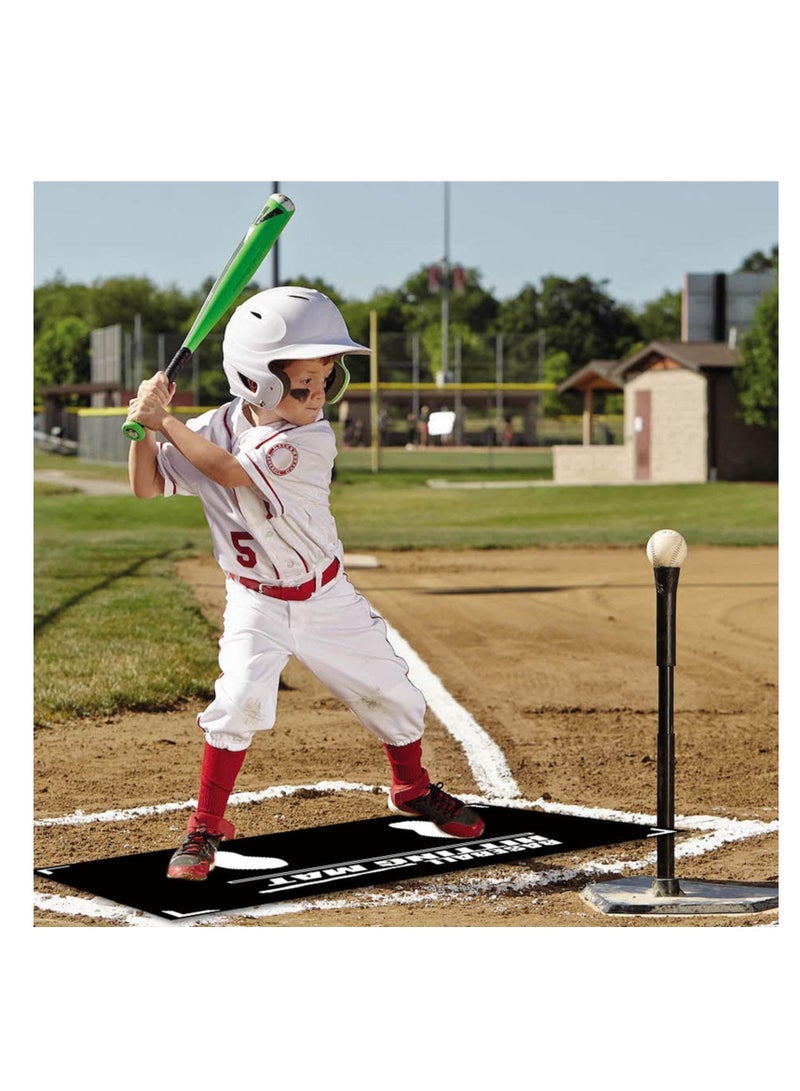 Baseball Hitting Mat,Baseball Batter Training Mat,Softball T-Ball Mat with Toes Facing Place Aid Hitting Batting Practice Equipment for Swing Pitching Training-35.43X23.62Inch